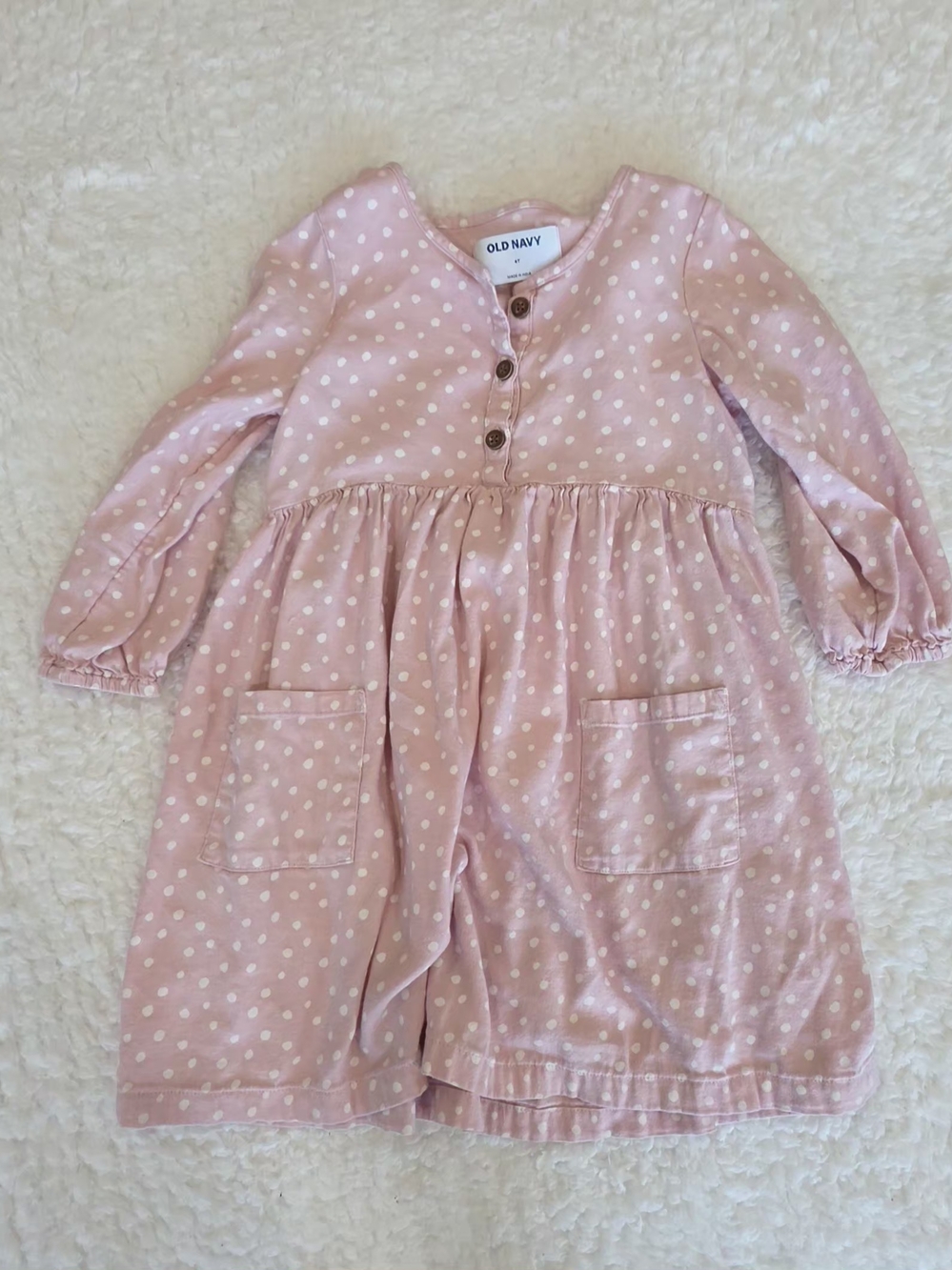Old Navy Light Pink Polka Dot Button-Front Dress